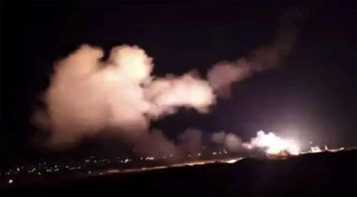 Air strikes and ground-to-ground missiles hit several targets around Damascus