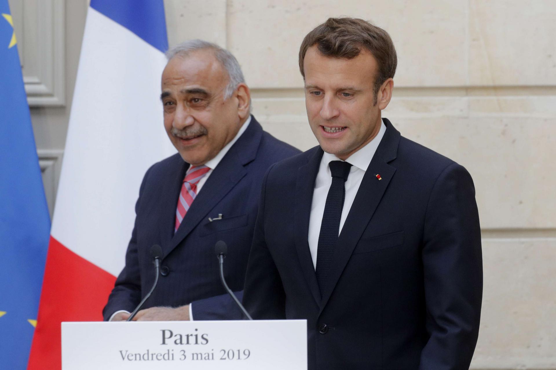 French Foreign Minister Jean-Yves Le Drian said he had reminded Iraqi President Barham Saleh that "we are opposed to the death penalty"