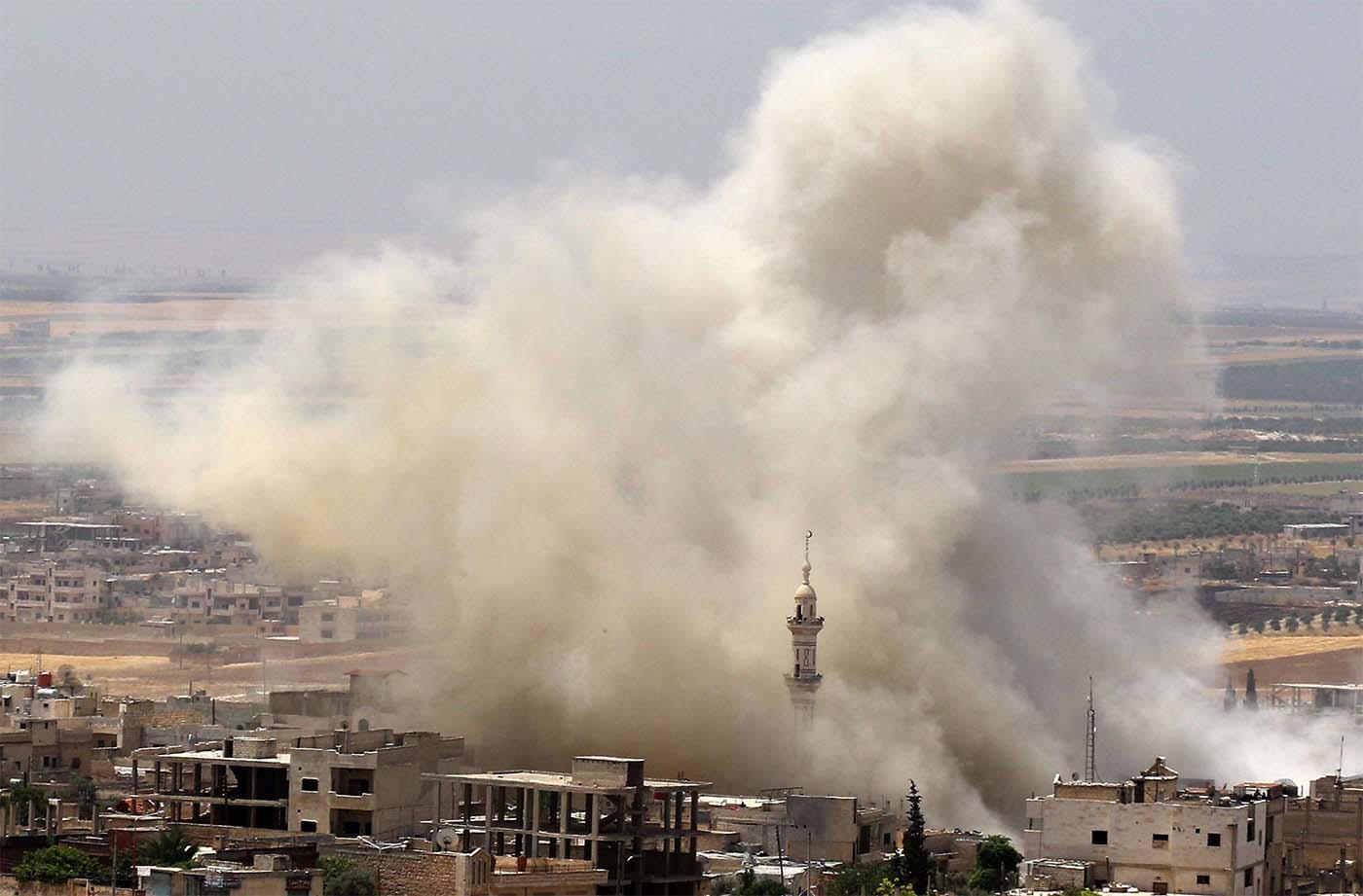 The aerial bombardment on Monday did not relent