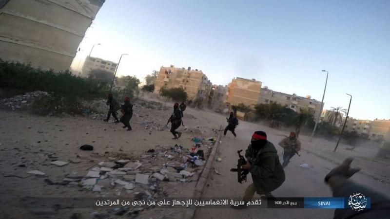 Jan. 9, 2017 photo shows a deadly attack by militants on an Egyptian police checkpoint in el-Arish, North Sinai
