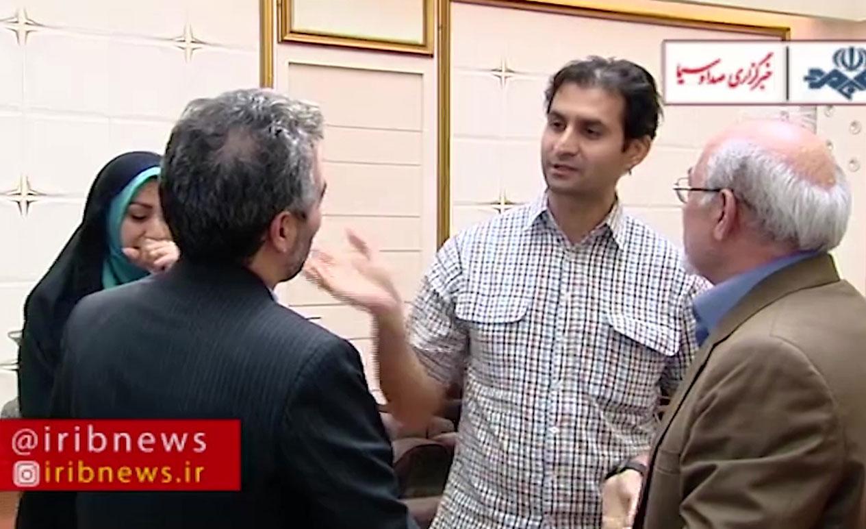 An image grab from footage released by Iranian IRIB TV channel on October 5, 2019 shows Reza Dehbashi arriving at Tehran international airport