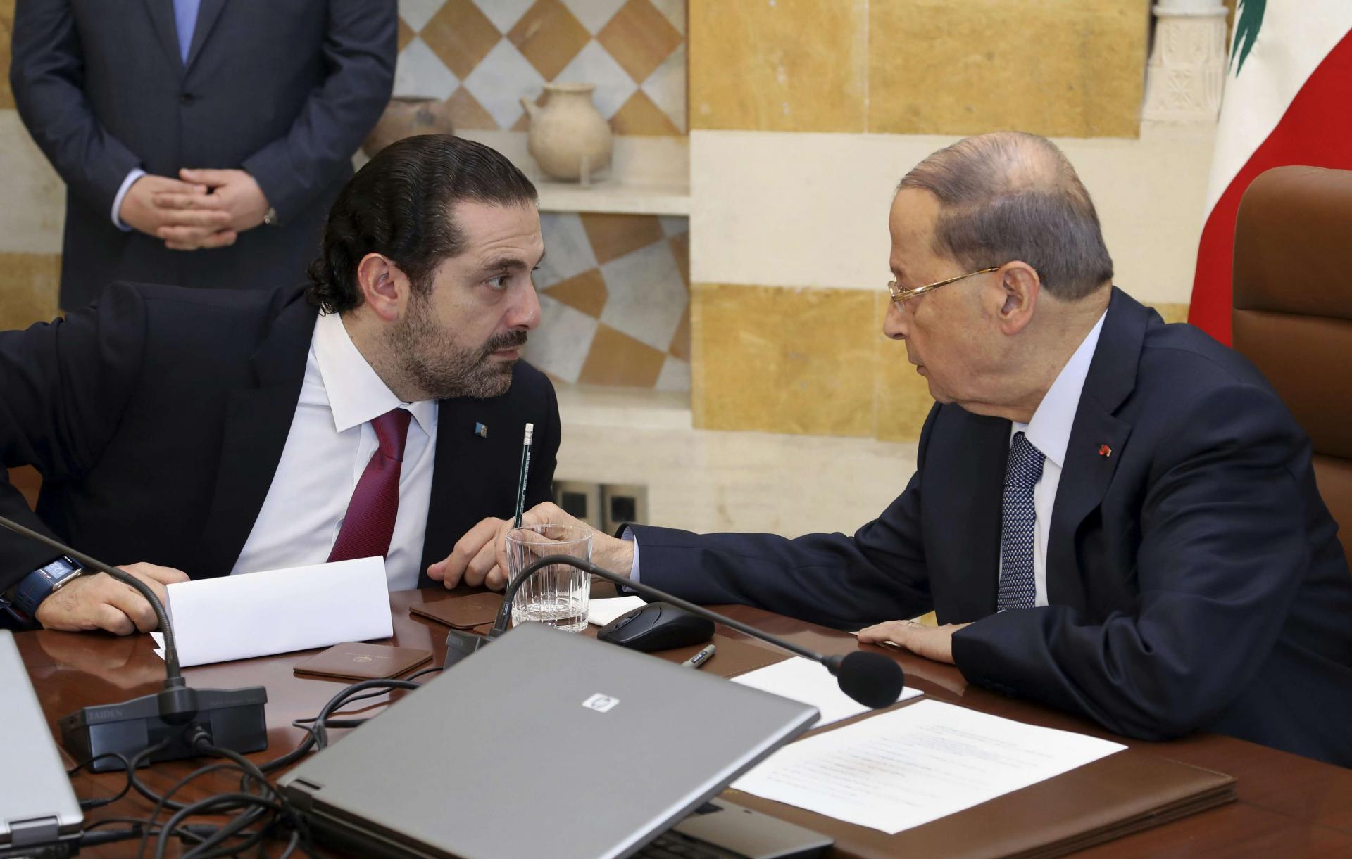 الرئيس اللبناني ميشال عون ورئيس الحكومة اللبناني المكلف سعد الحريري