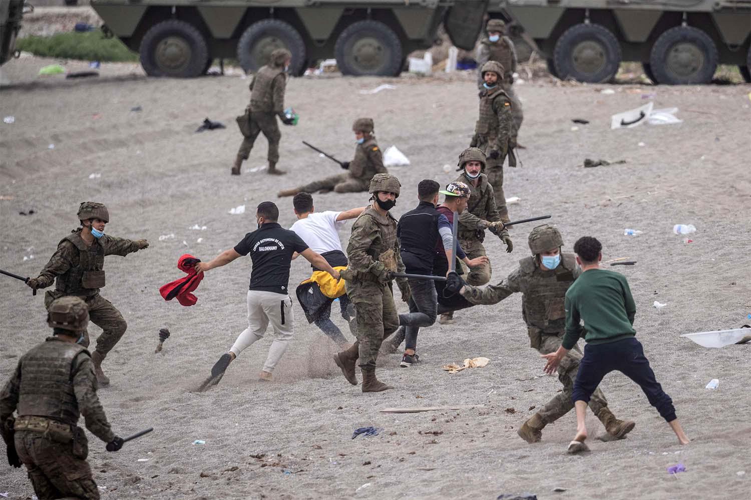 Heavy-handed intervention by the Spanish army against illegal migrants in Ceuta last month