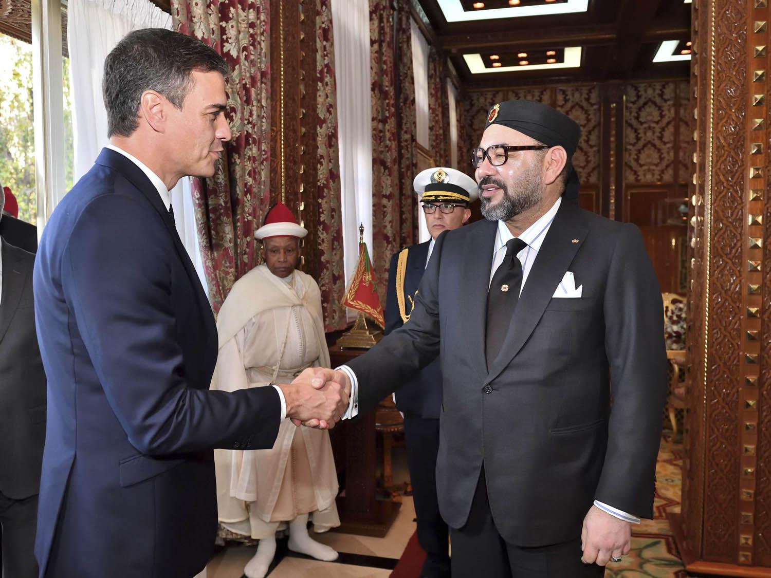 العاهل المغربي الملك محمد السادس يستقبل رئيس الوزراء الاسباني بيدرو سانشيز
