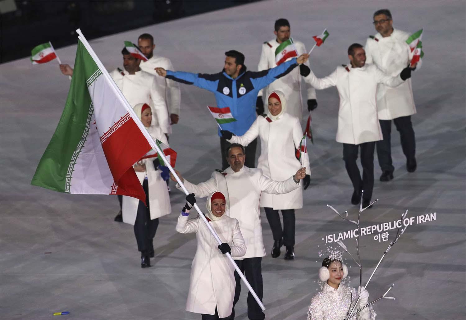 Iran's Olympic team during during the opening ceremony of the 2018 Winter Olympics in Pyeongchang