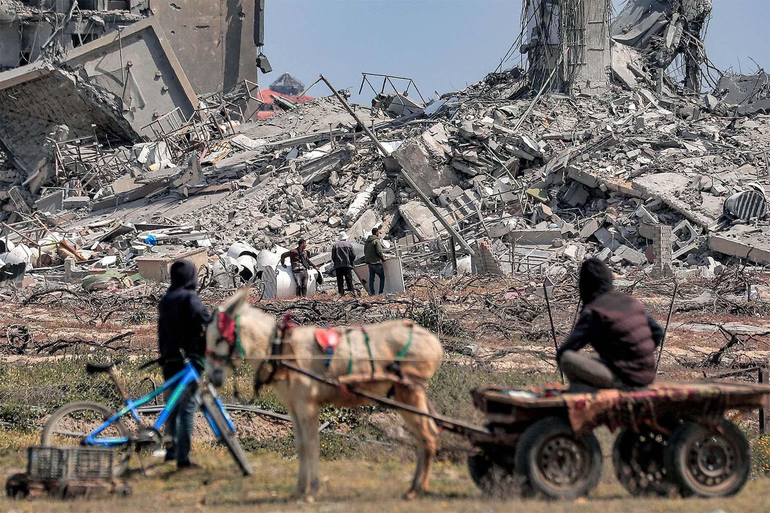 Meanwhile the destruction of the Palestinian enclave continues 