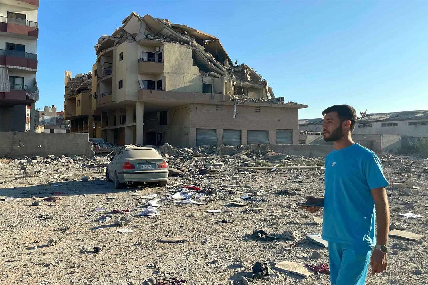 Destruction caused by Israeli airstrikes in the Masaken neighbourhood on the outskirts of Tyre 