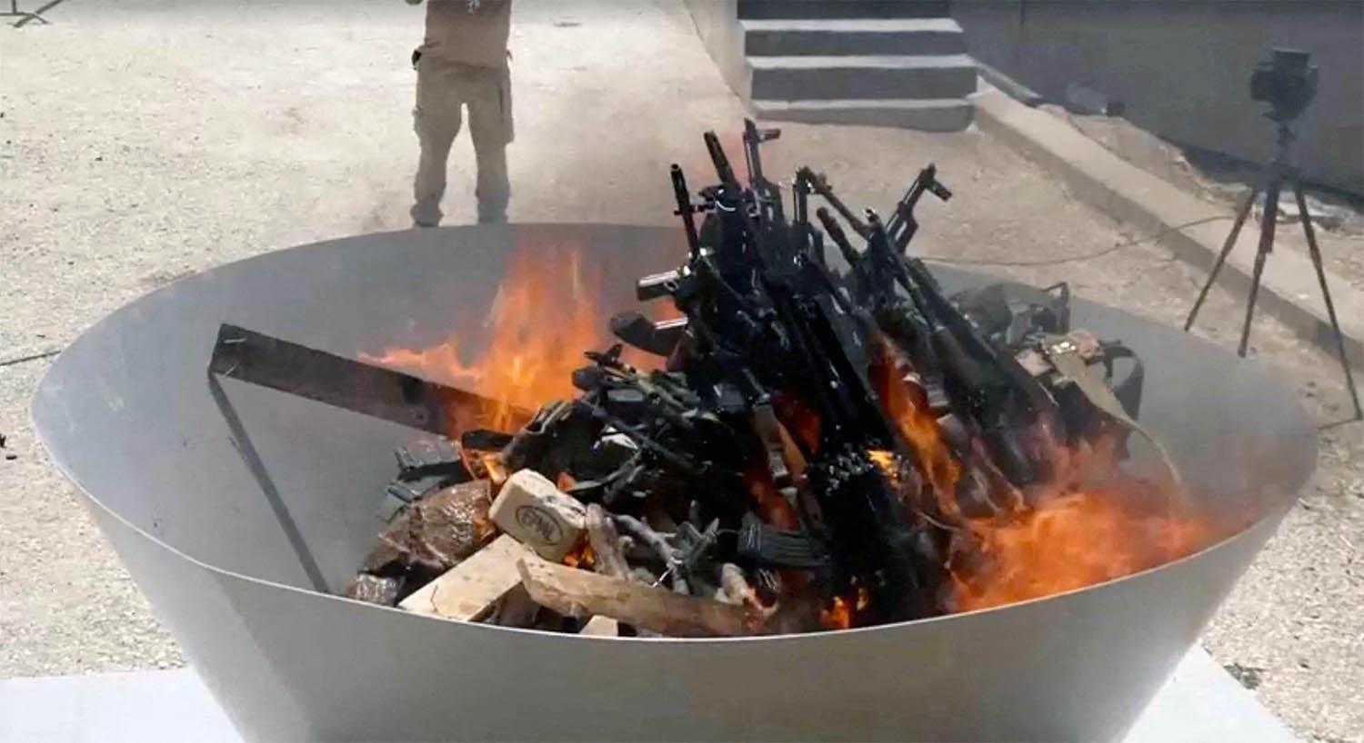 PKK weapons burnt