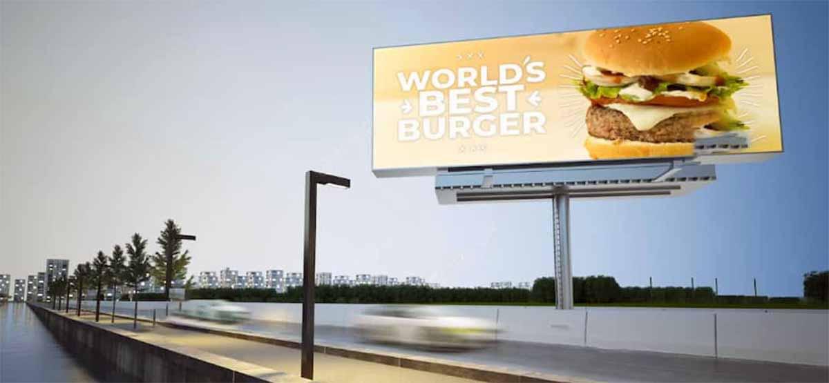 A fast food burger advert on a billboard