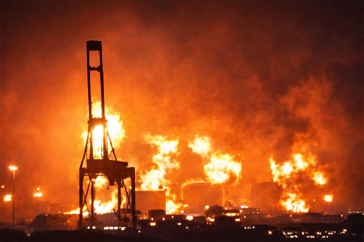 The Iranian strikes caused extensive damage, fires, and production halts