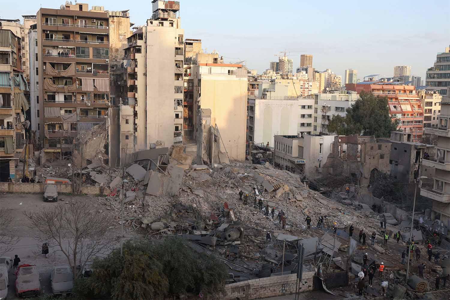 The site of the destroyed building in Beirut