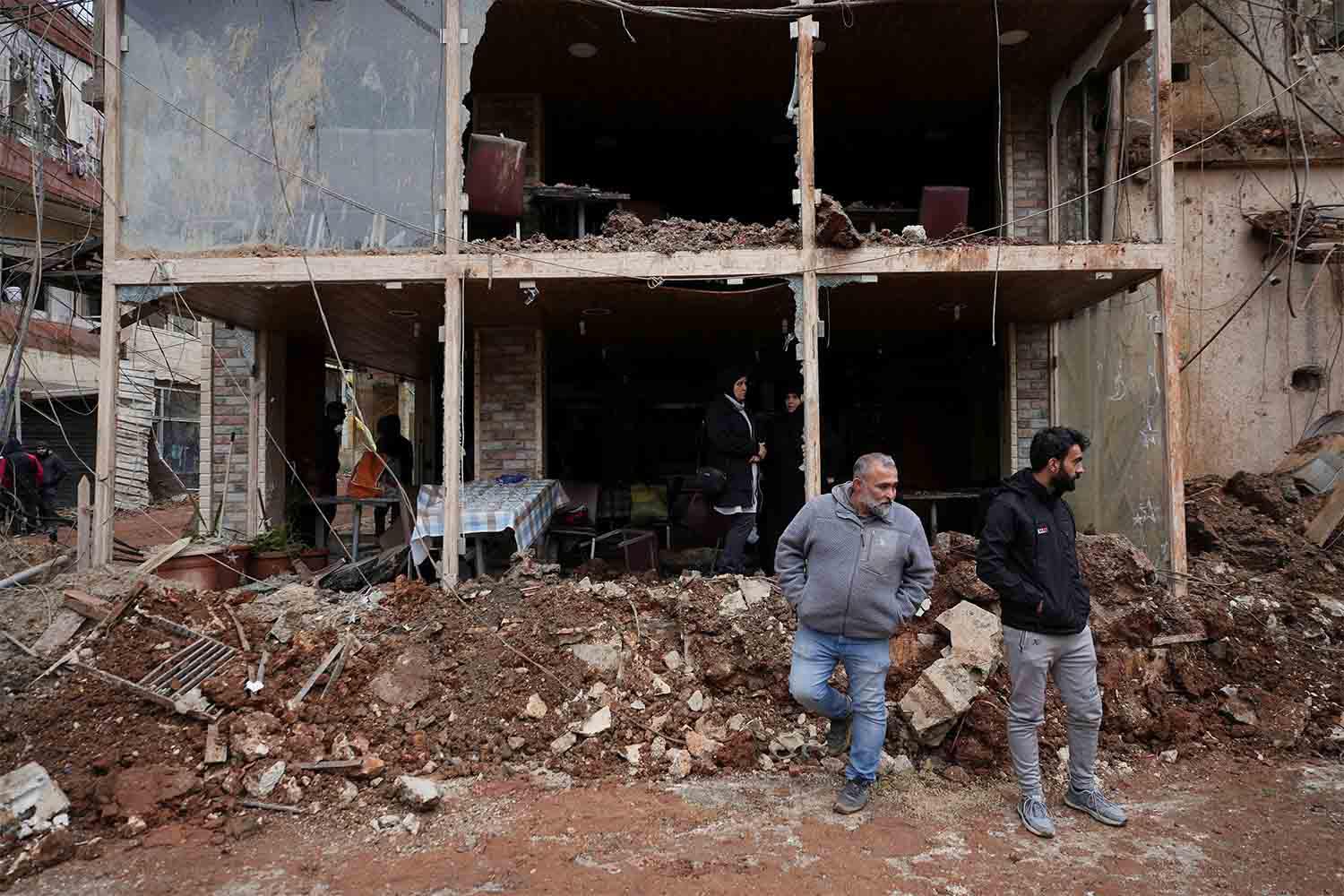 The aftermath of Israeli military's airborne operation that dropped troops overnight in the town of Nabi Chit