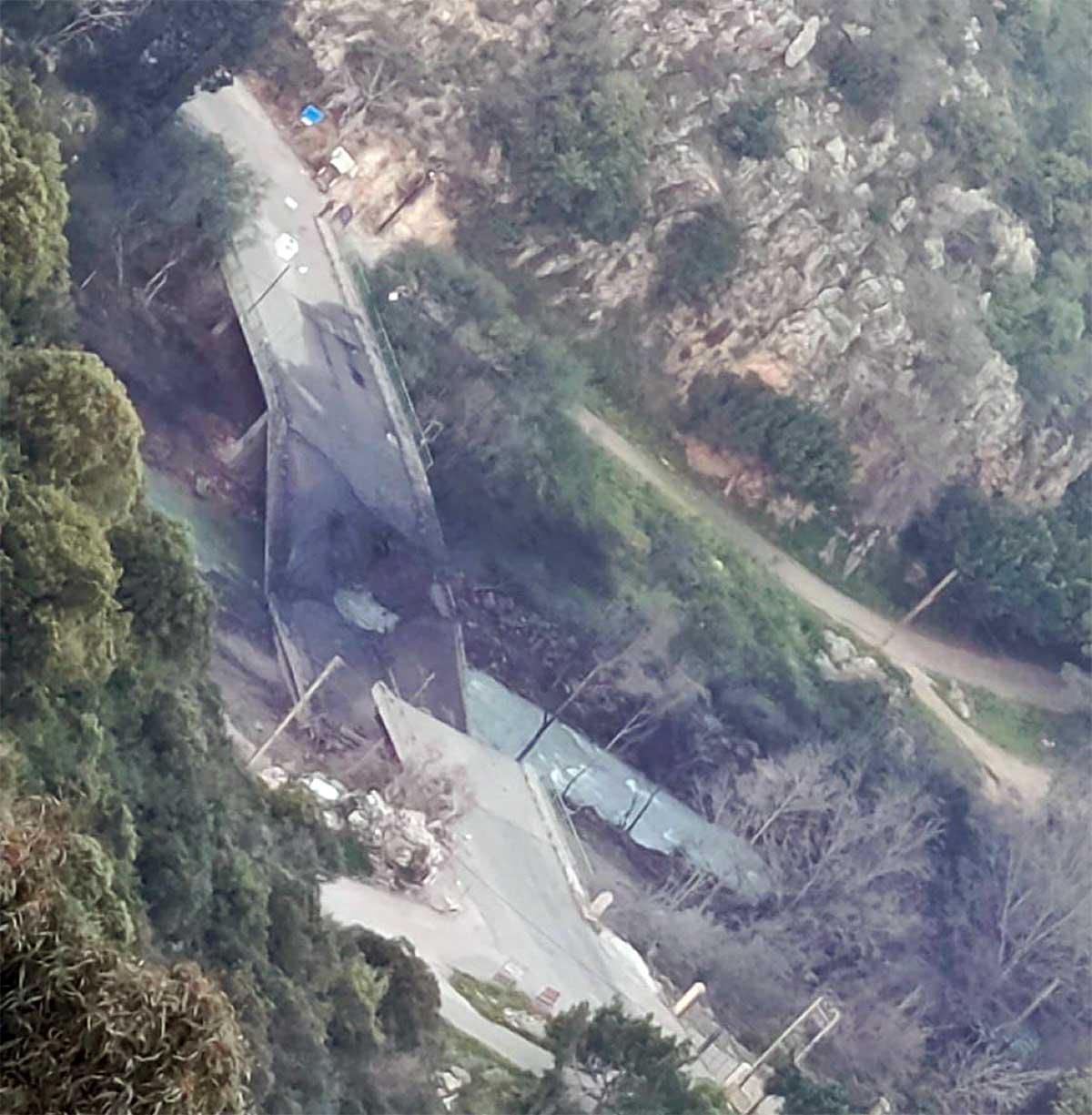 The damaged bridge