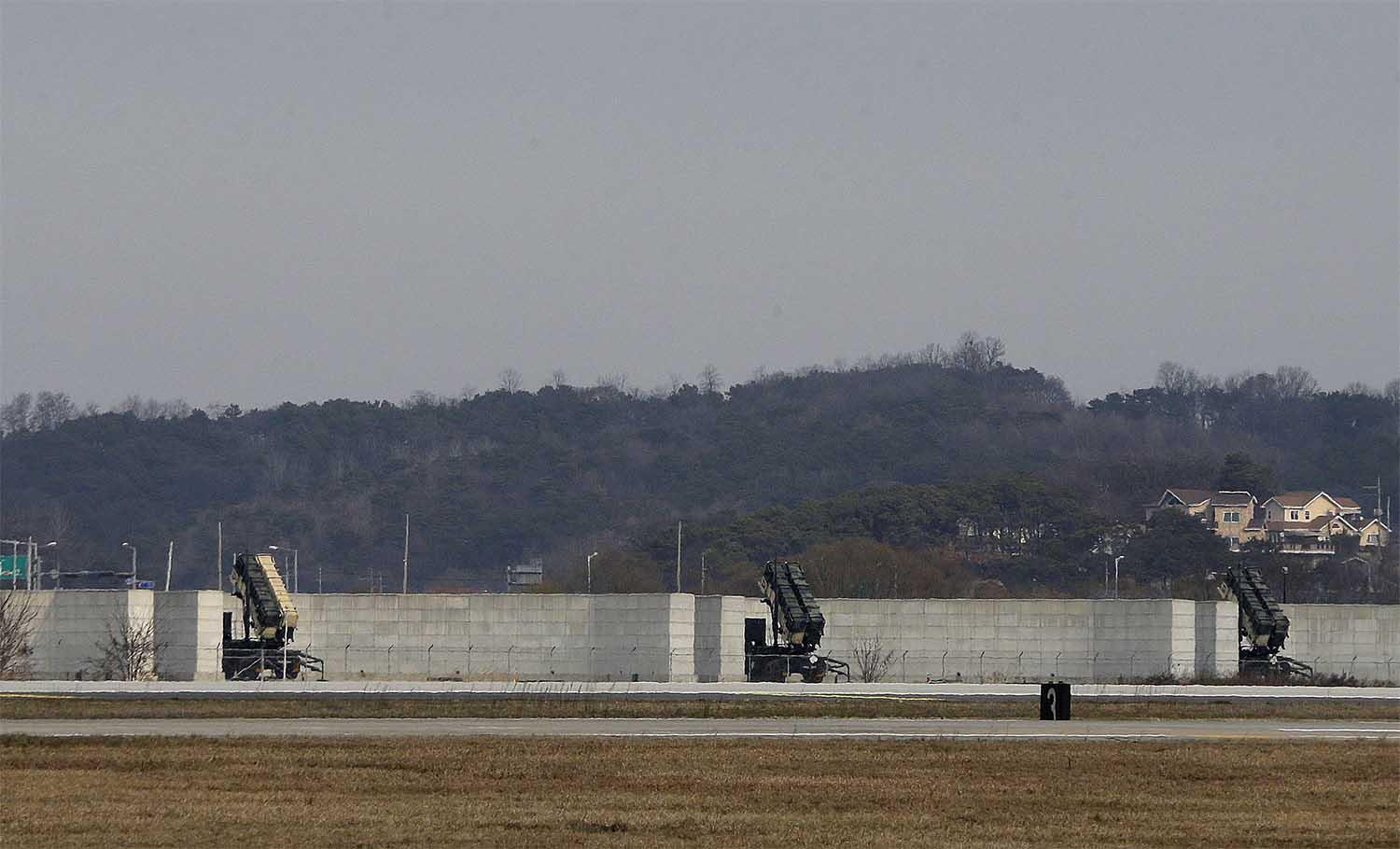 US Patriot missiles are seen at the Osan US Air Base in Pyeongtaek, South Korea