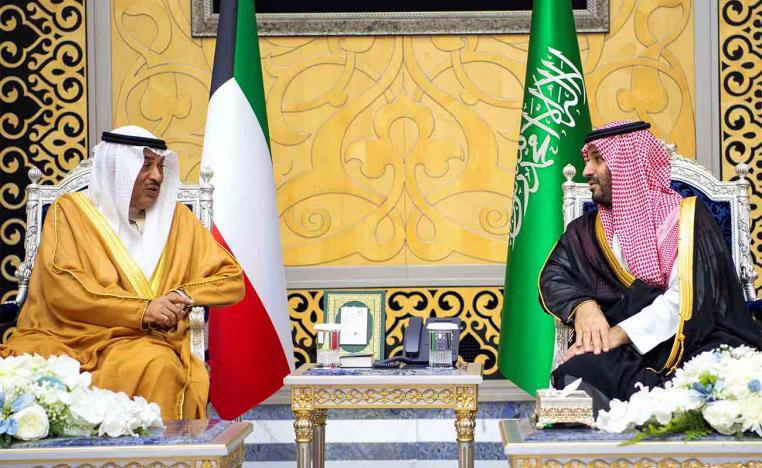Saudi Crown Prince Mohammed bin Salman receives the Kuwaiti Crown Prince Sheikh Sabah Khaled Al-Hamad Al-Sabah